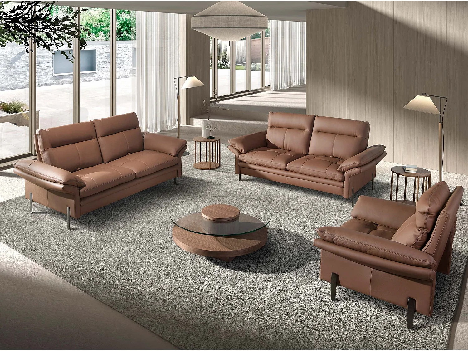 2-Sitzer-Sofa aus braunem Leder 6242 ANGEL CERDA