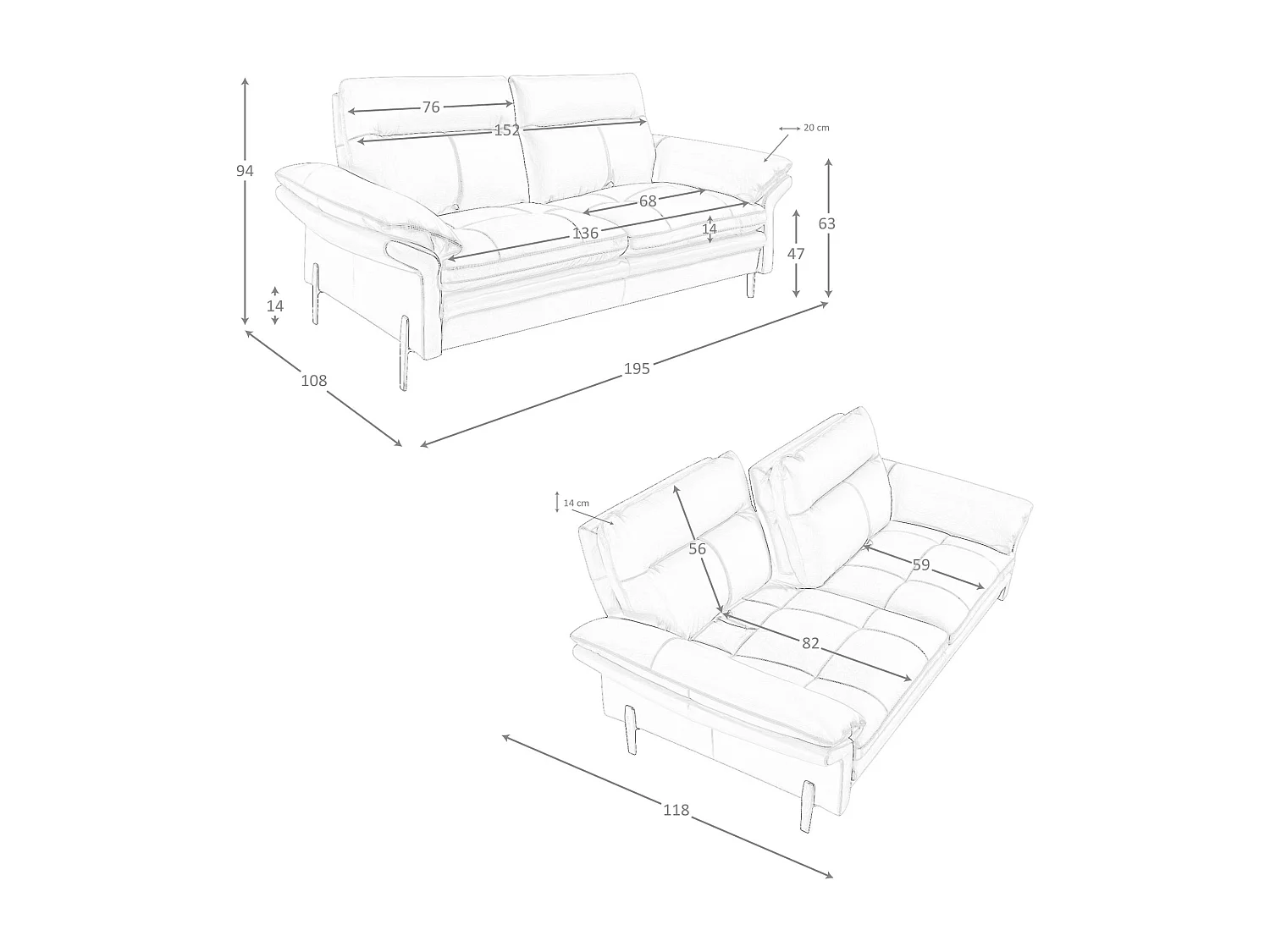 2-Sitzer-Sofa aus braunem Leder 6242 ANGEL CERDA