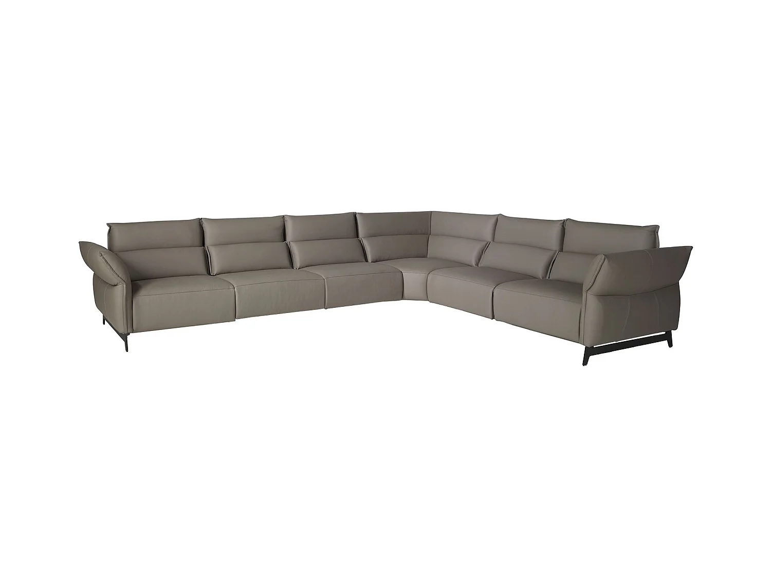 Dunkelgraues modulares Relax-Ecksofa aus Leder