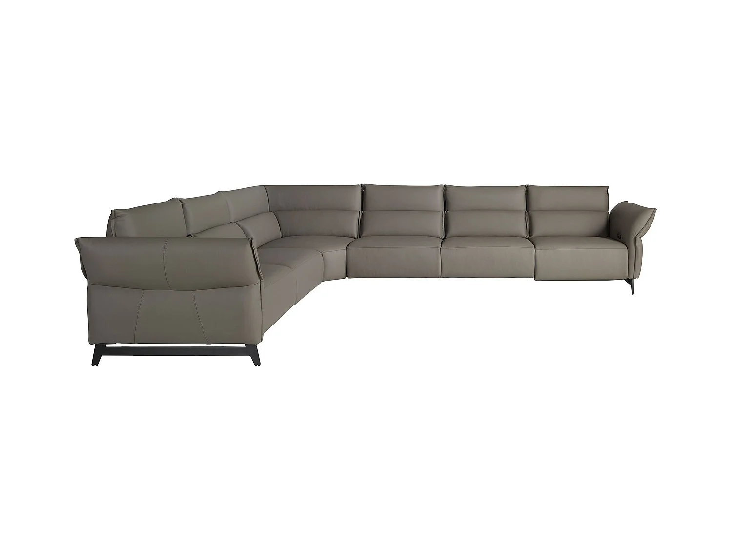 Dunkelgraues modulares Relax-Ecksofa aus Leder