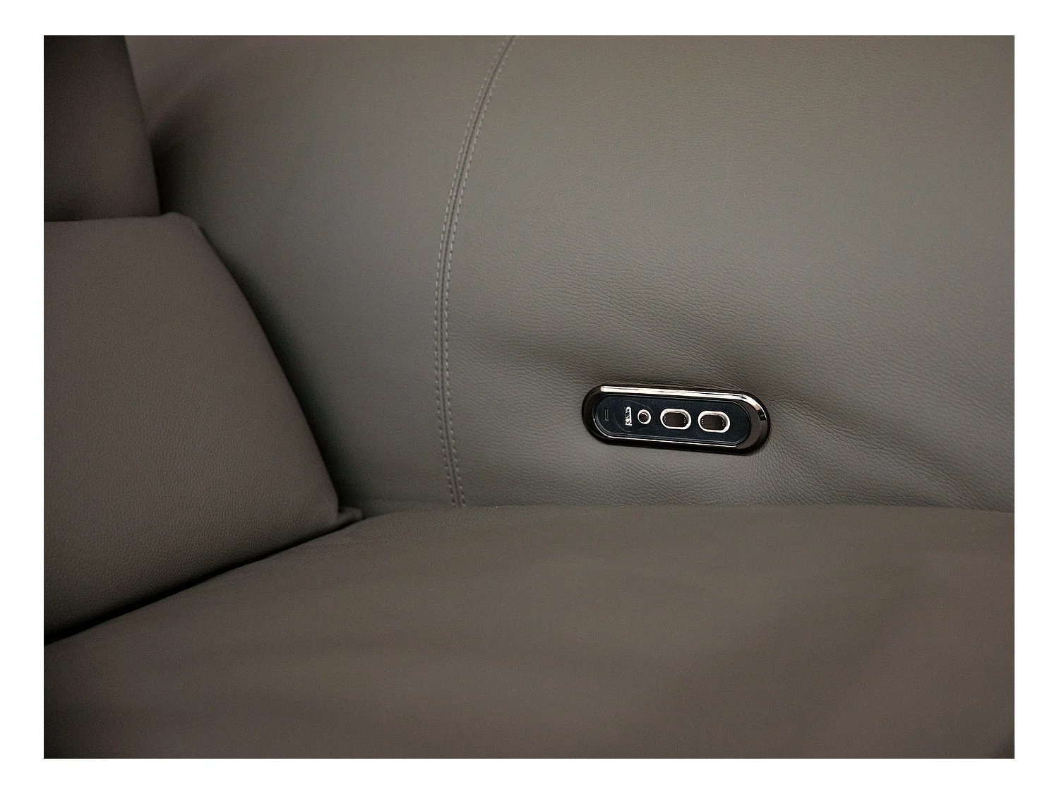 Dunkelgraues modulares Relax-Ecksofa aus Leder