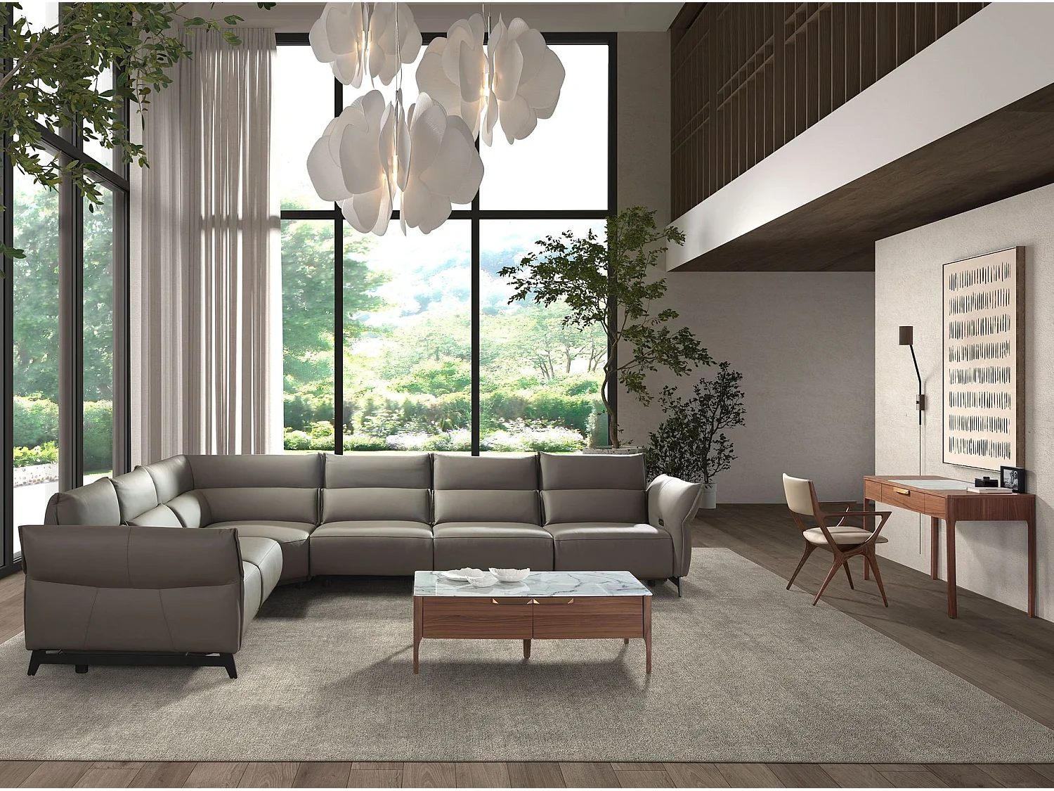 Canapé d'angle modulable relax en cuir gris foncé 6249 ANGEL CERDA