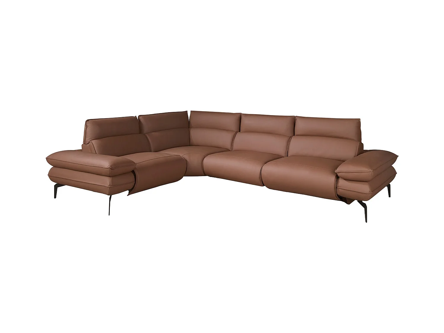 Modulares Relax-Ecksofa aus braunem Leder