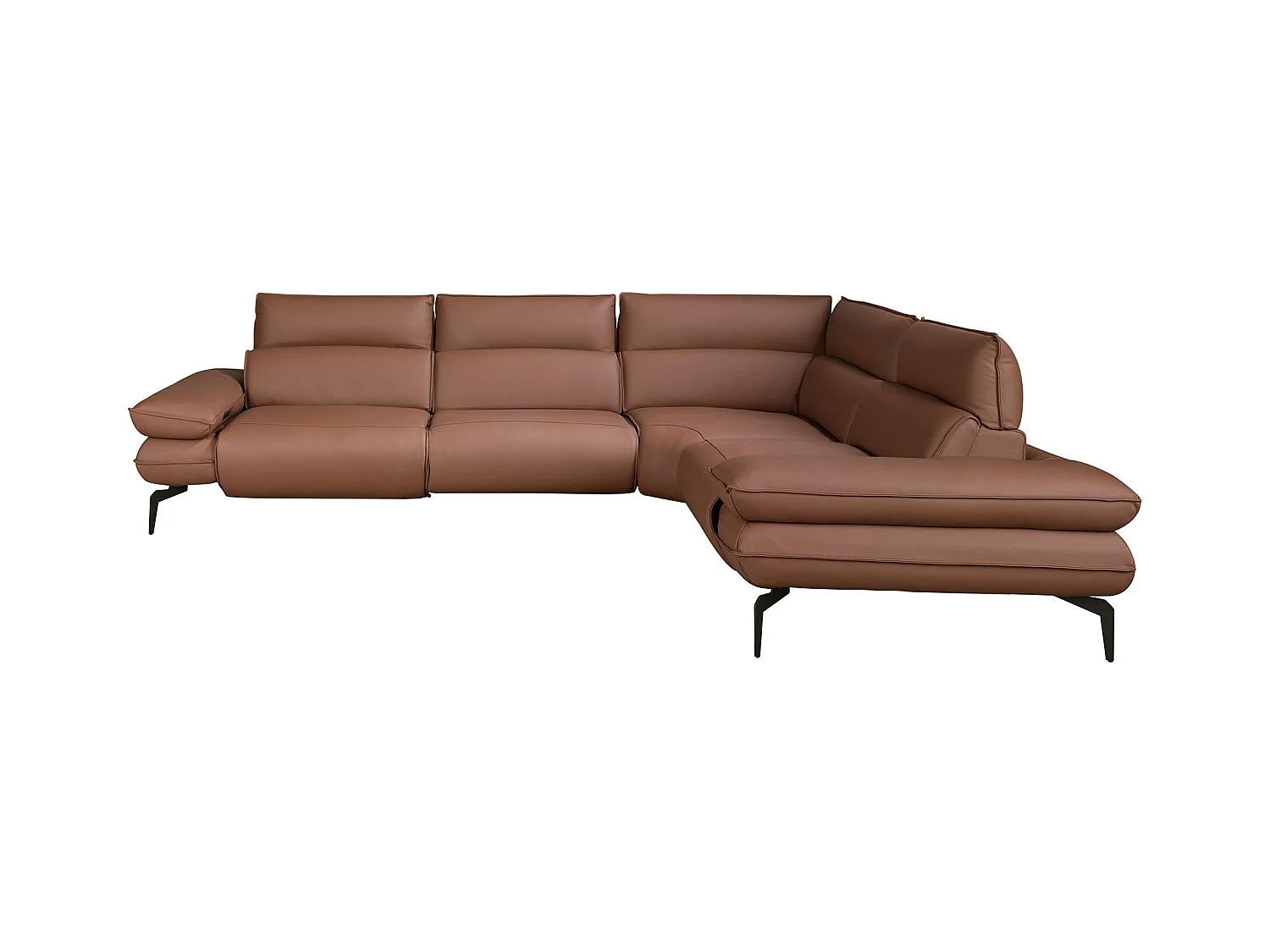 Modulares Relax-Ecksofa aus braunem Leder