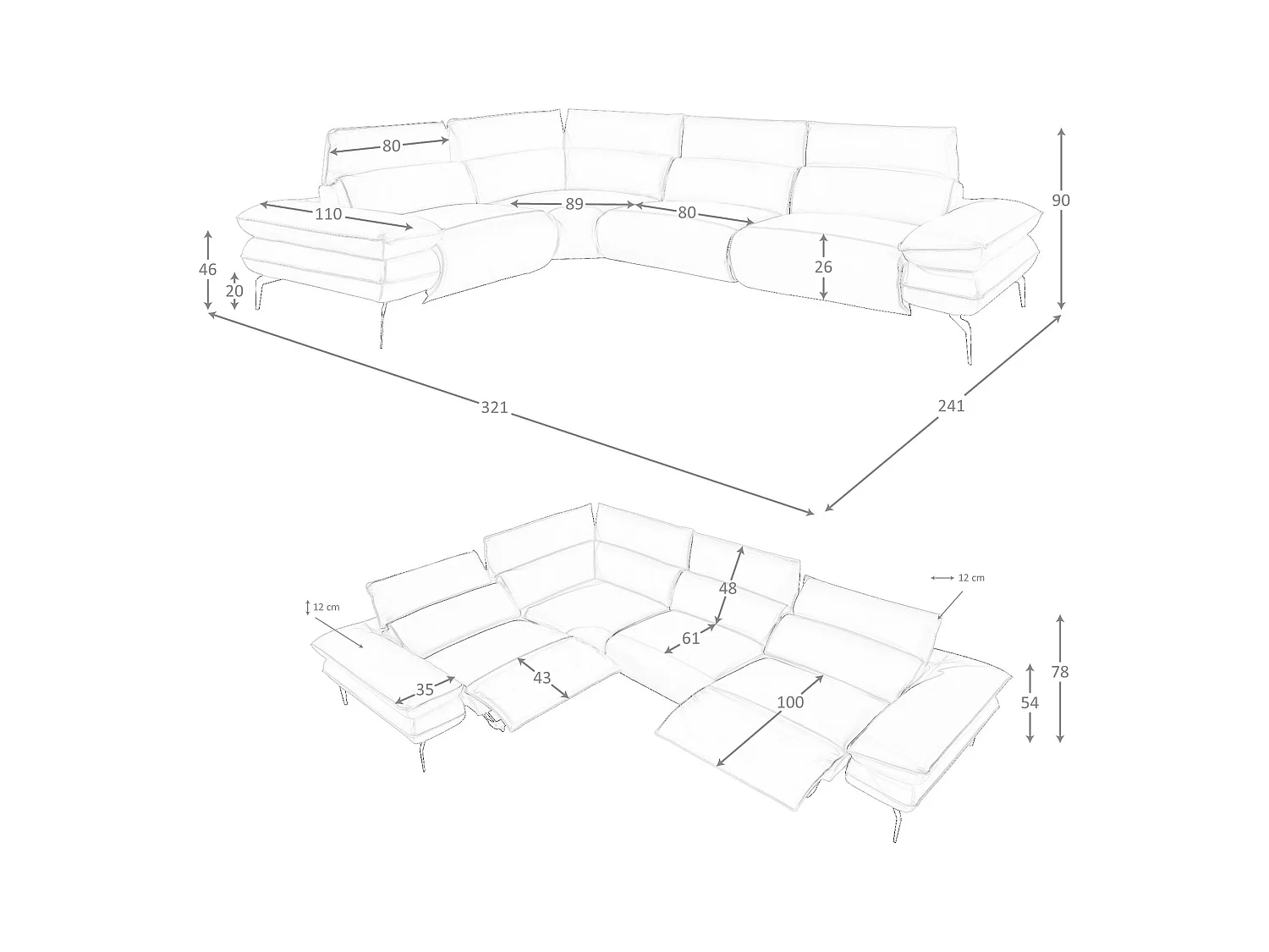 Modulares Relax-Ecksofa aus braunem Leder