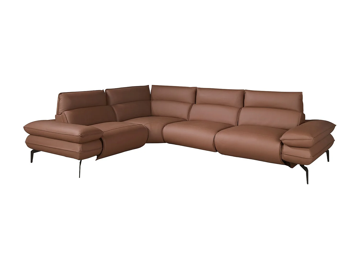 Canapé d'angle relax modulable en cuir marron 6239 ANGEL CERDA