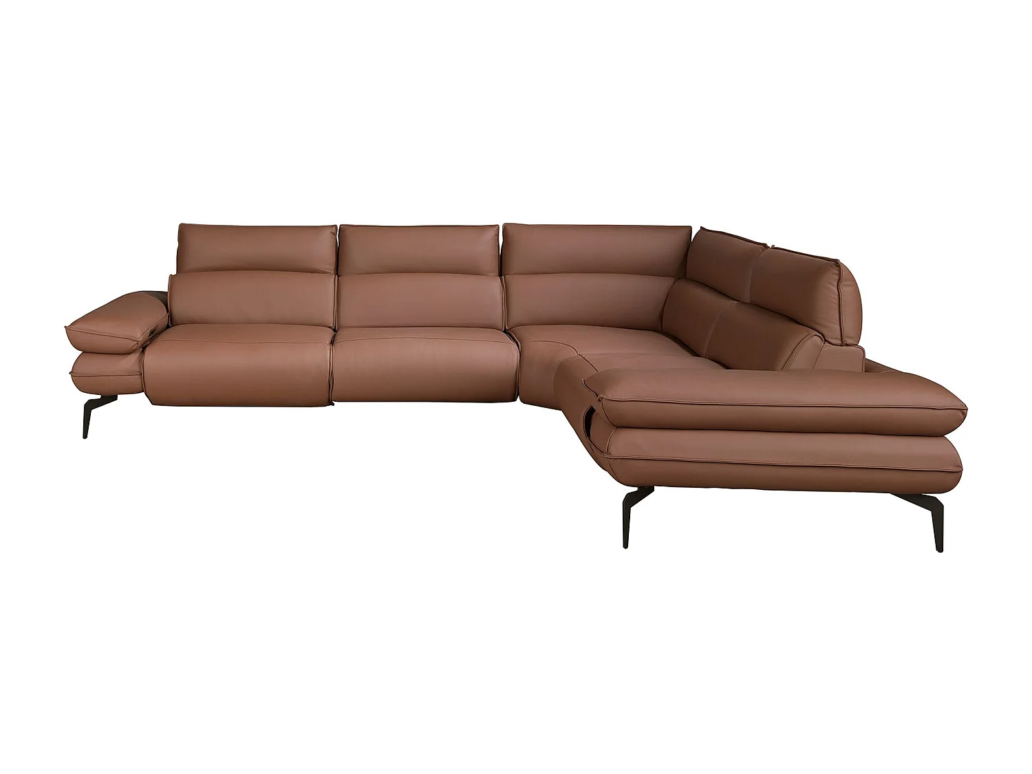 Canapé d'angle relax modulable en cuir marron 6239 ANGEL CERDA