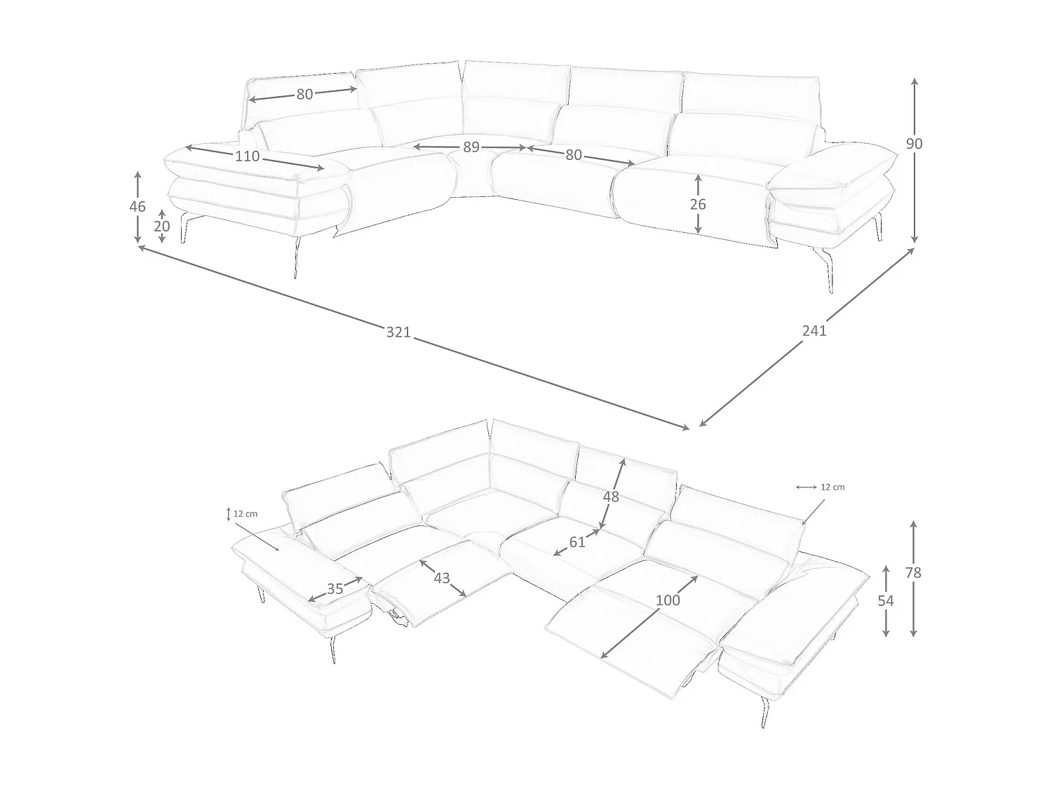 Canapé d'angle relax modulable en cuir marron 6239 ANGEL CERDA