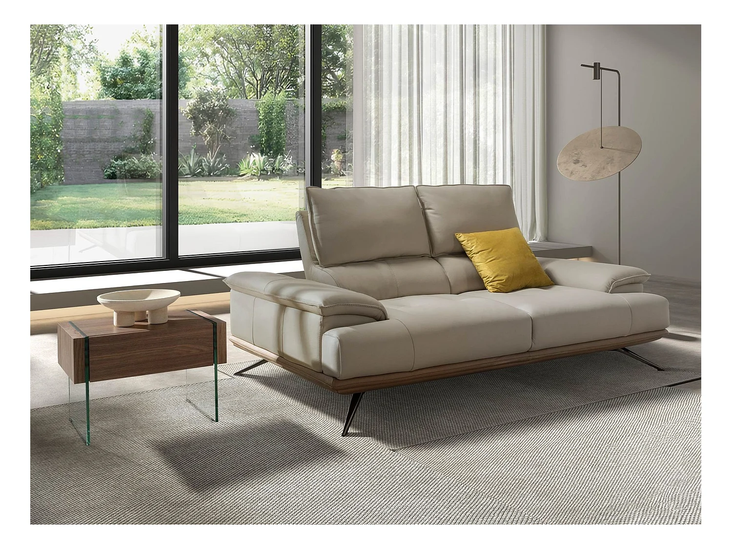 Canapé 2 places en cuir taupe gris 6248 ANGEL CERDA