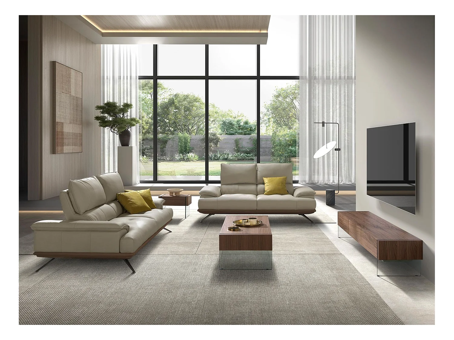 Canapé 2 places en cuir taupe gris 6248 ANGEL CERDA