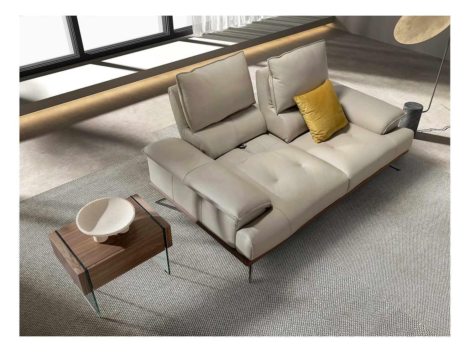 Canapé 2 places en cuir taupe gris 6248 ANGEL CERDA