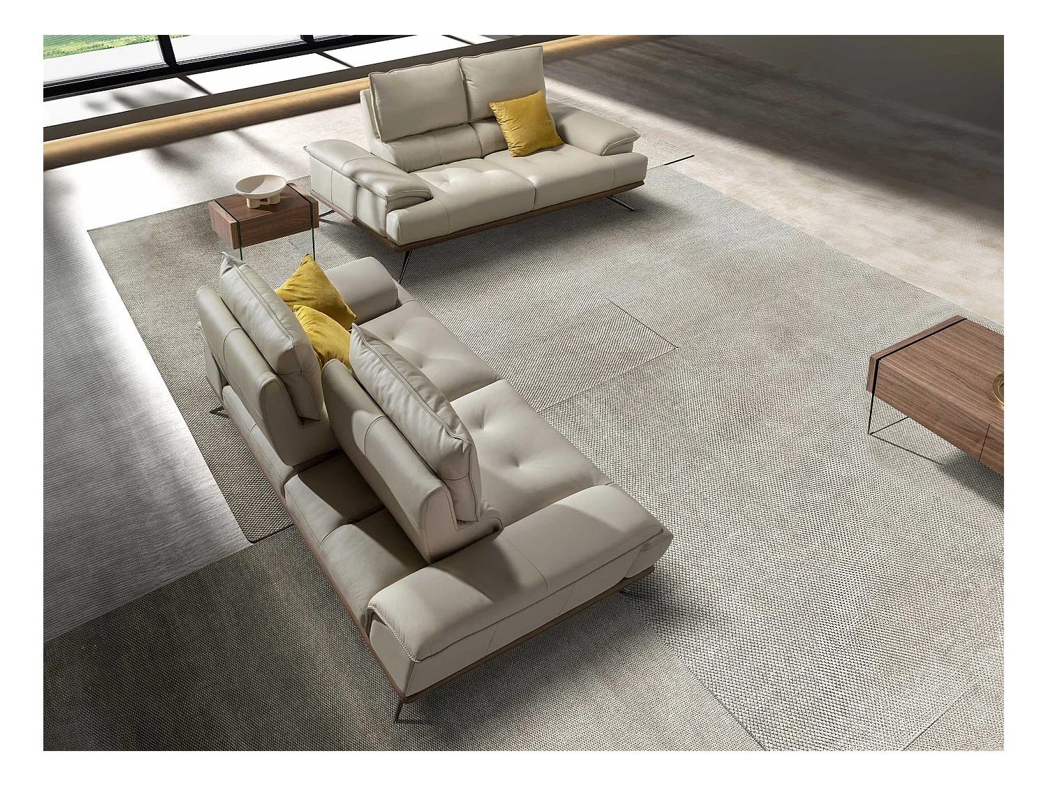 Canapé 2 places en cuir taupe gris 6248 ANGEL CERDA