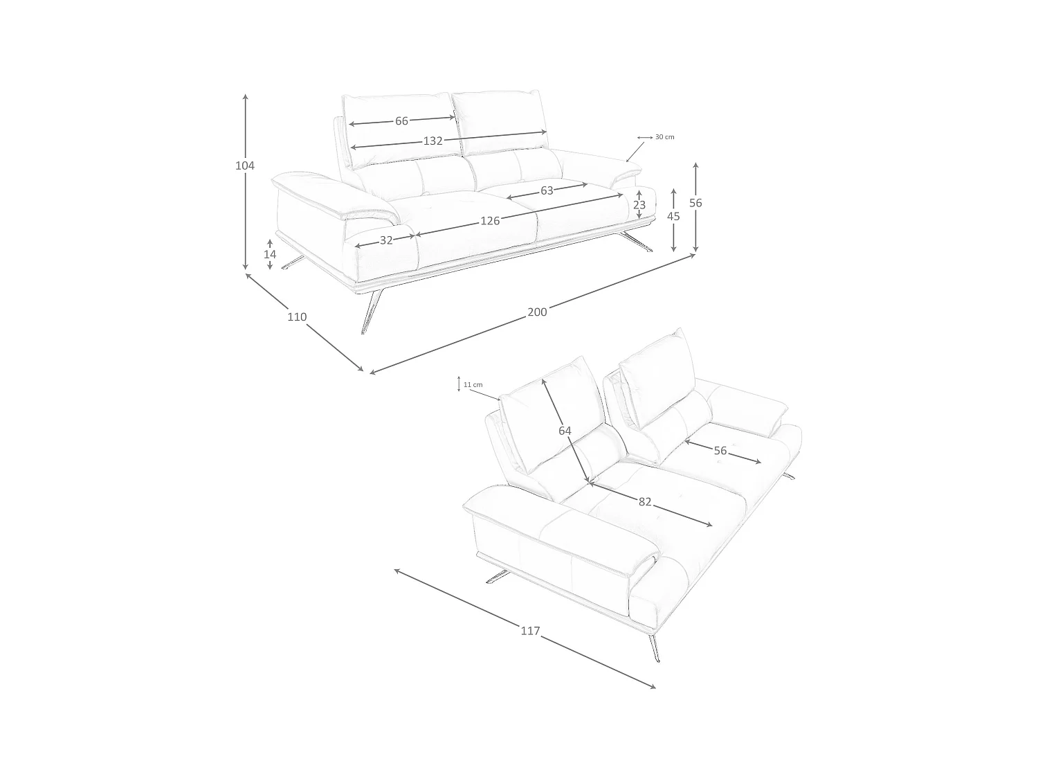 Canapé 2 places en cuir taupe gris 6248 ANGEL CERDA