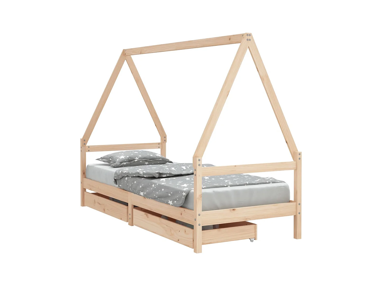 Cadre de lit d'enfants et tiroirs 90x190 bois de pin massif