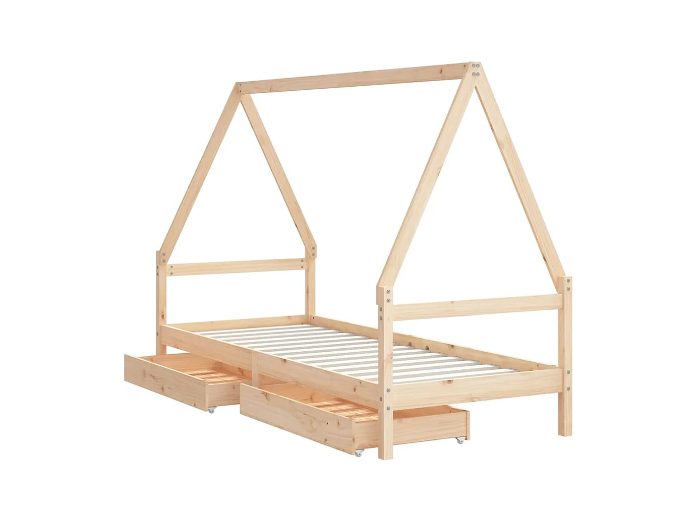 Cadre de lit d'enfants et tiroirs 90x190 bois de pin massif