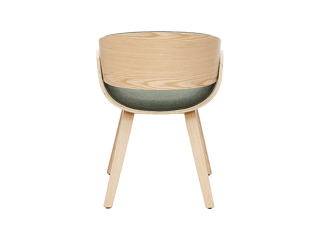 Chaise design en tissu vert kaki et bois clair BENT