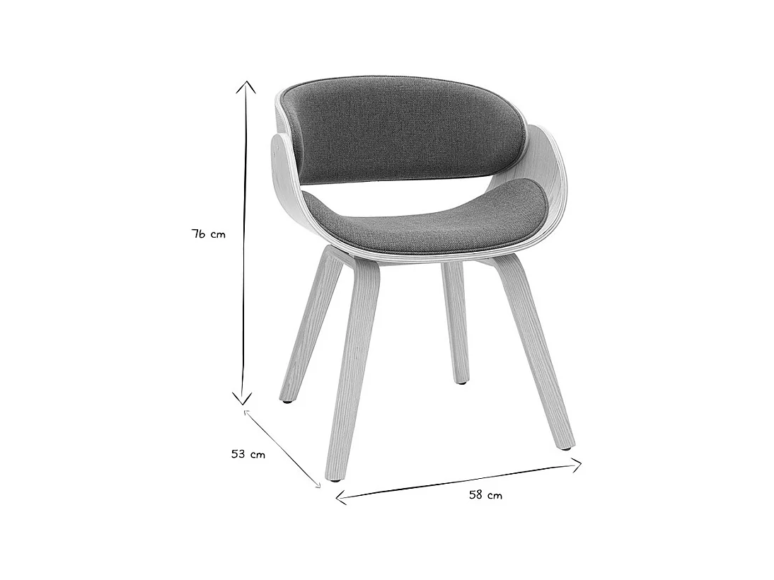 Chaise design en tissu vert kaki et bois clair BENT