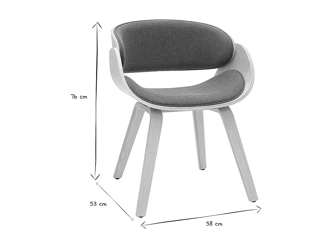 Design-Stuhl aus khakigrünem Stoff und hellem Holz BENT