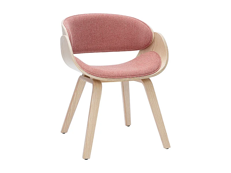 Chaise design en tissu effet velours texturé terracotta et bois clair BENT