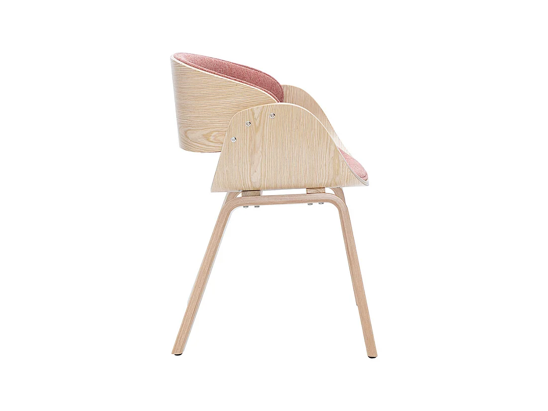 Chaise design en tissu effet velours texturé terracotta et bois clair BENT