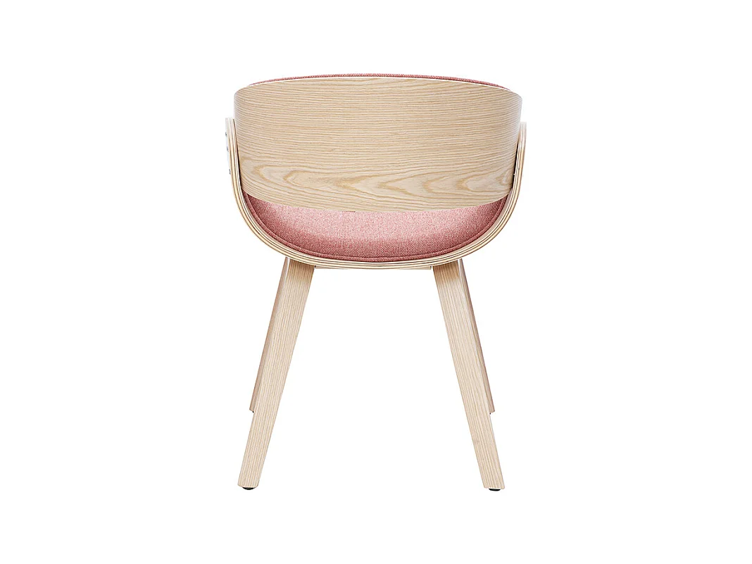 Chaise design en tissu effet velours texturé terracotta et bois clair BENT