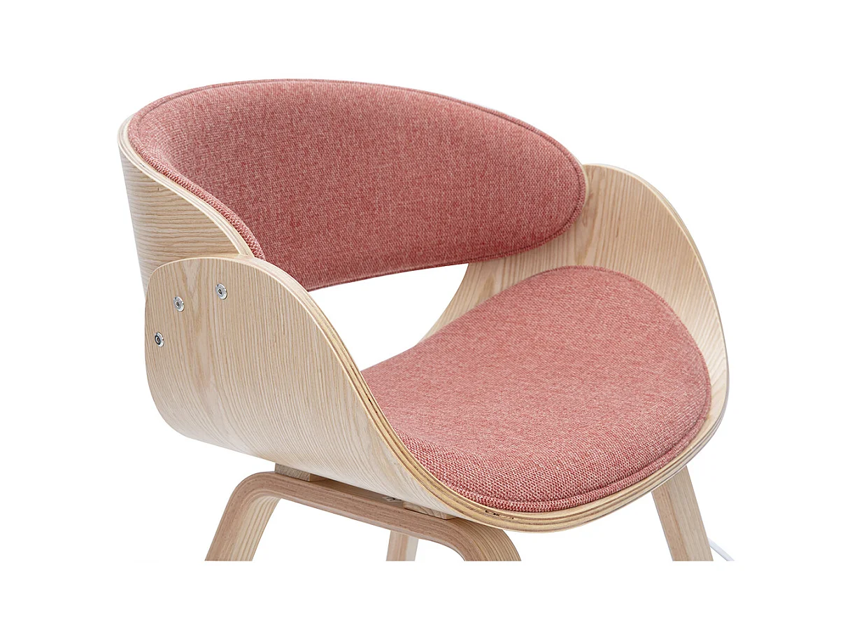 Chaise design en tissu effet velours texturé terracotta et bois clair BENT