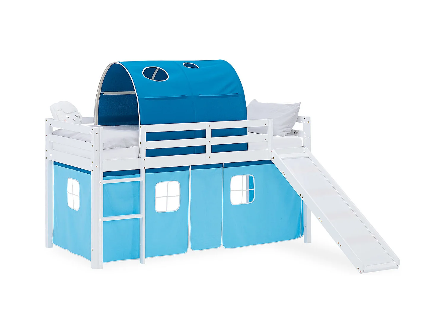 Lit mezzanine pour enfants 90x200 cm Blanc Bleu