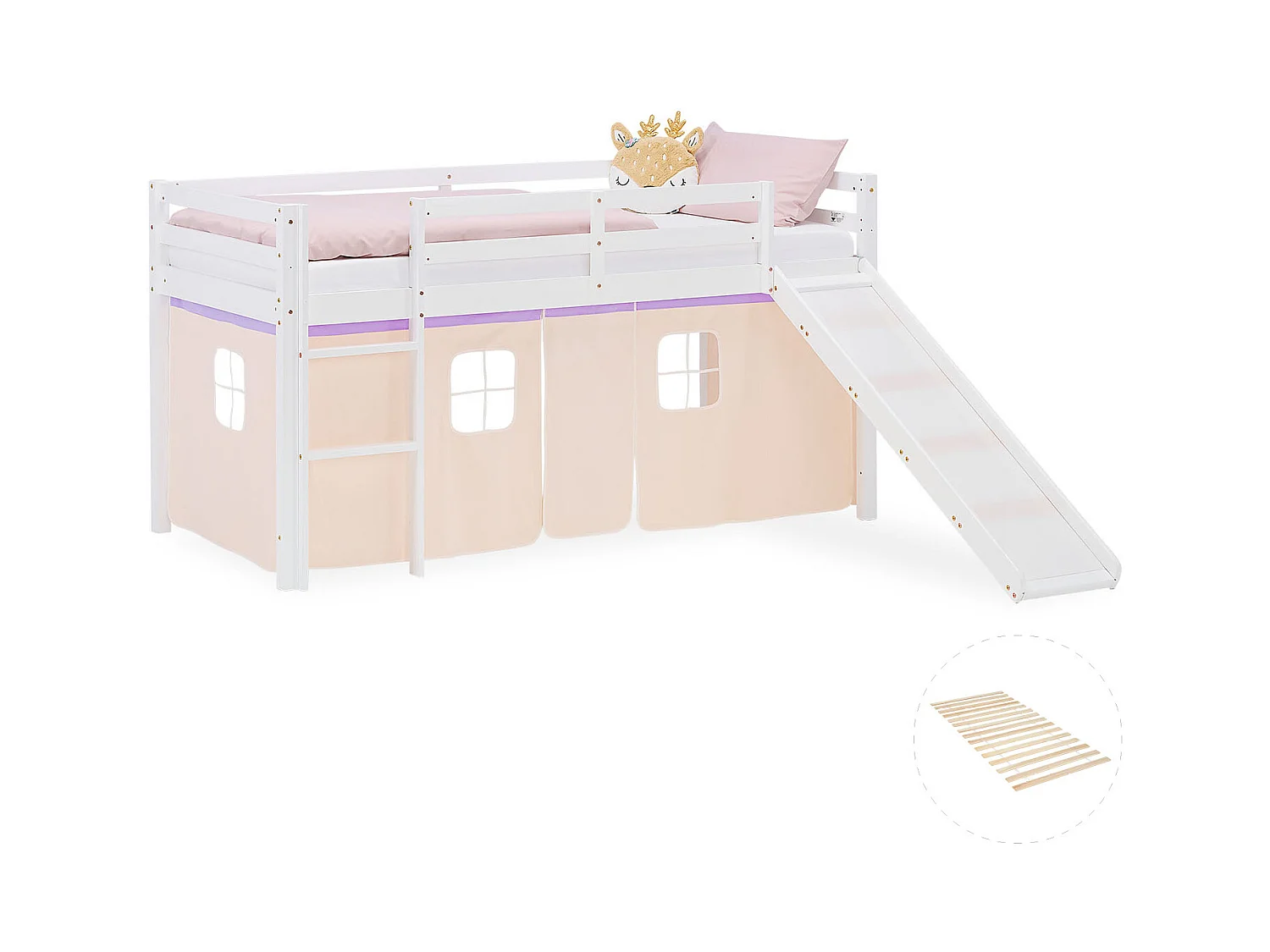Lit mezzanine pour enfants 90x200 cm Blanc