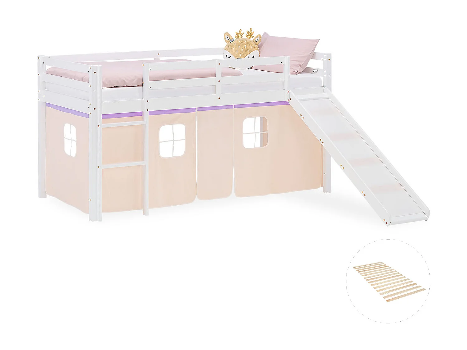 Lit mezzanine pour enfants 90x200 cm Blanc