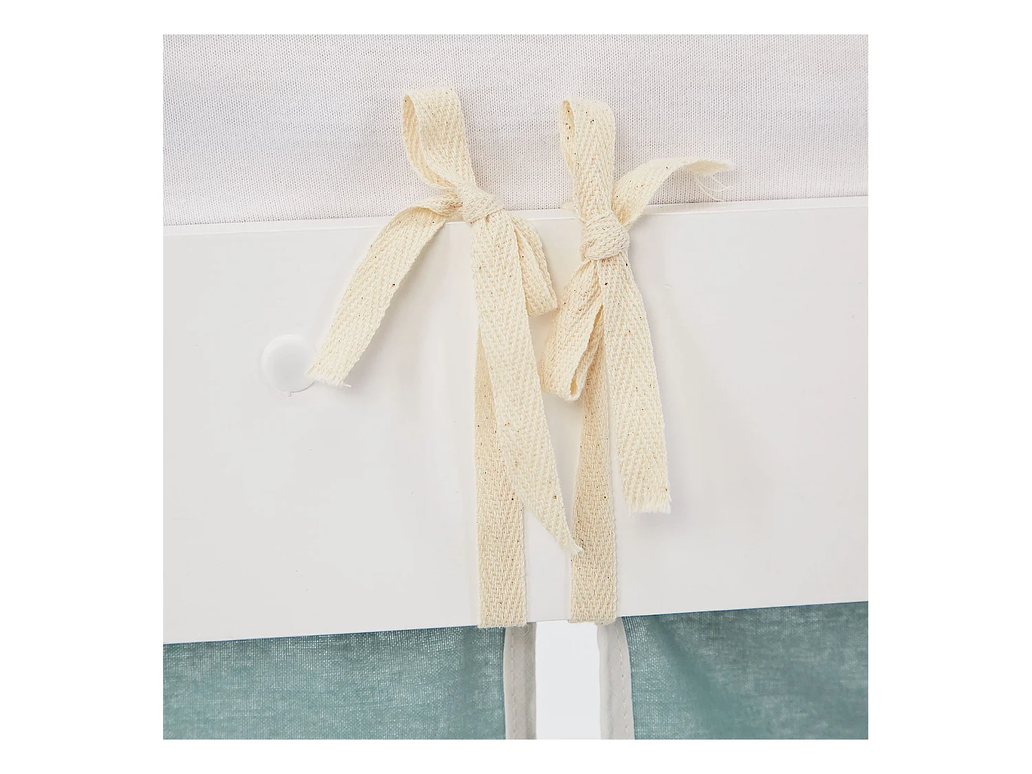 Lit mezzanine pour enfants 90x200 cm blanc avec rideau vert menthe