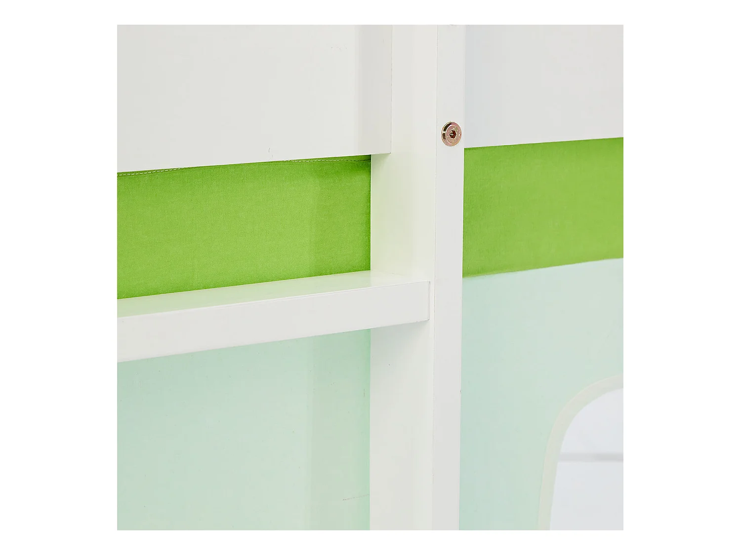 Lit mezzanine pour enfants 90x200 cm Blanc Rideau Vert