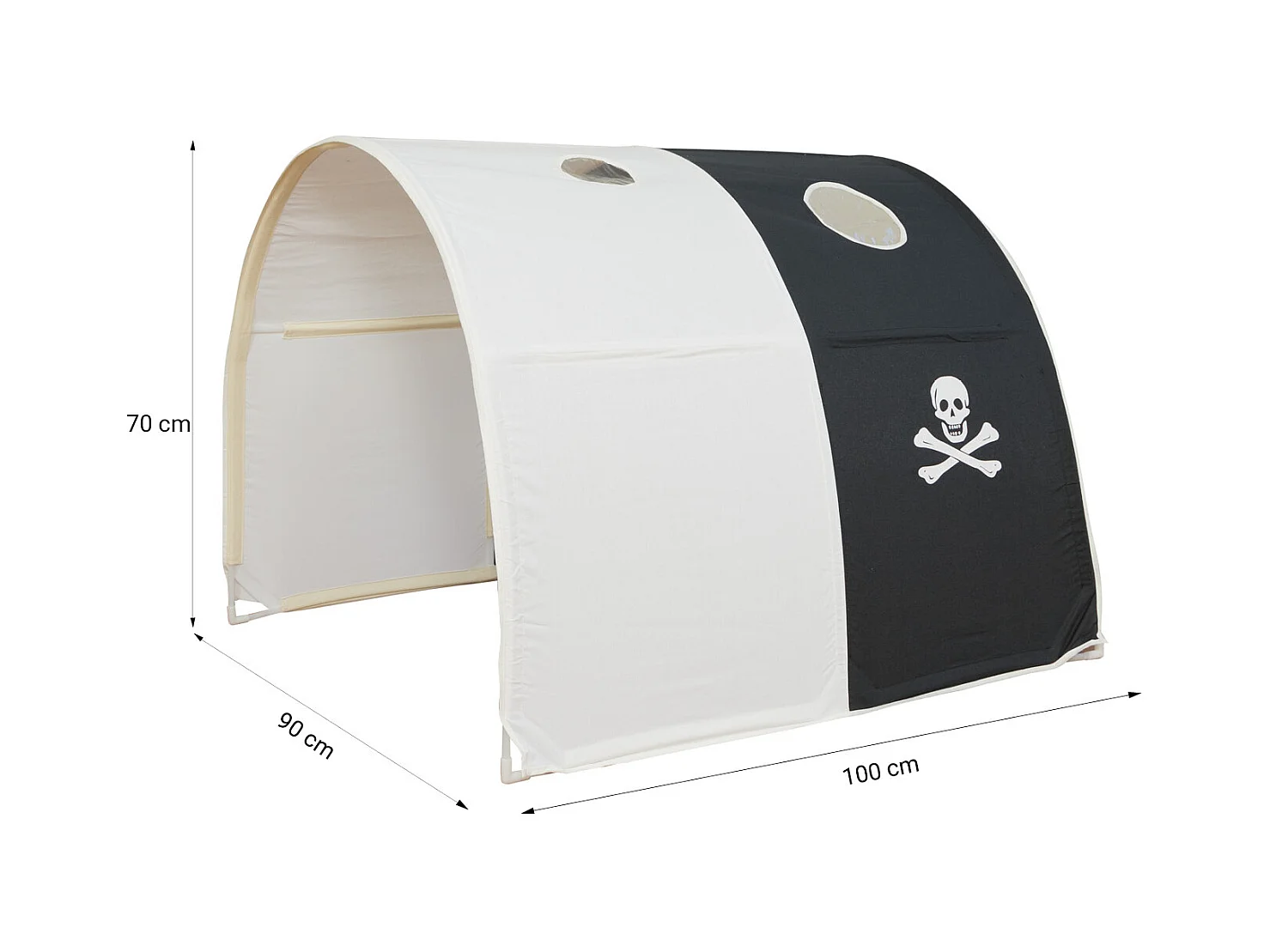 Hochbett mit Rutsche 90x200 cm Schwarz Pirat