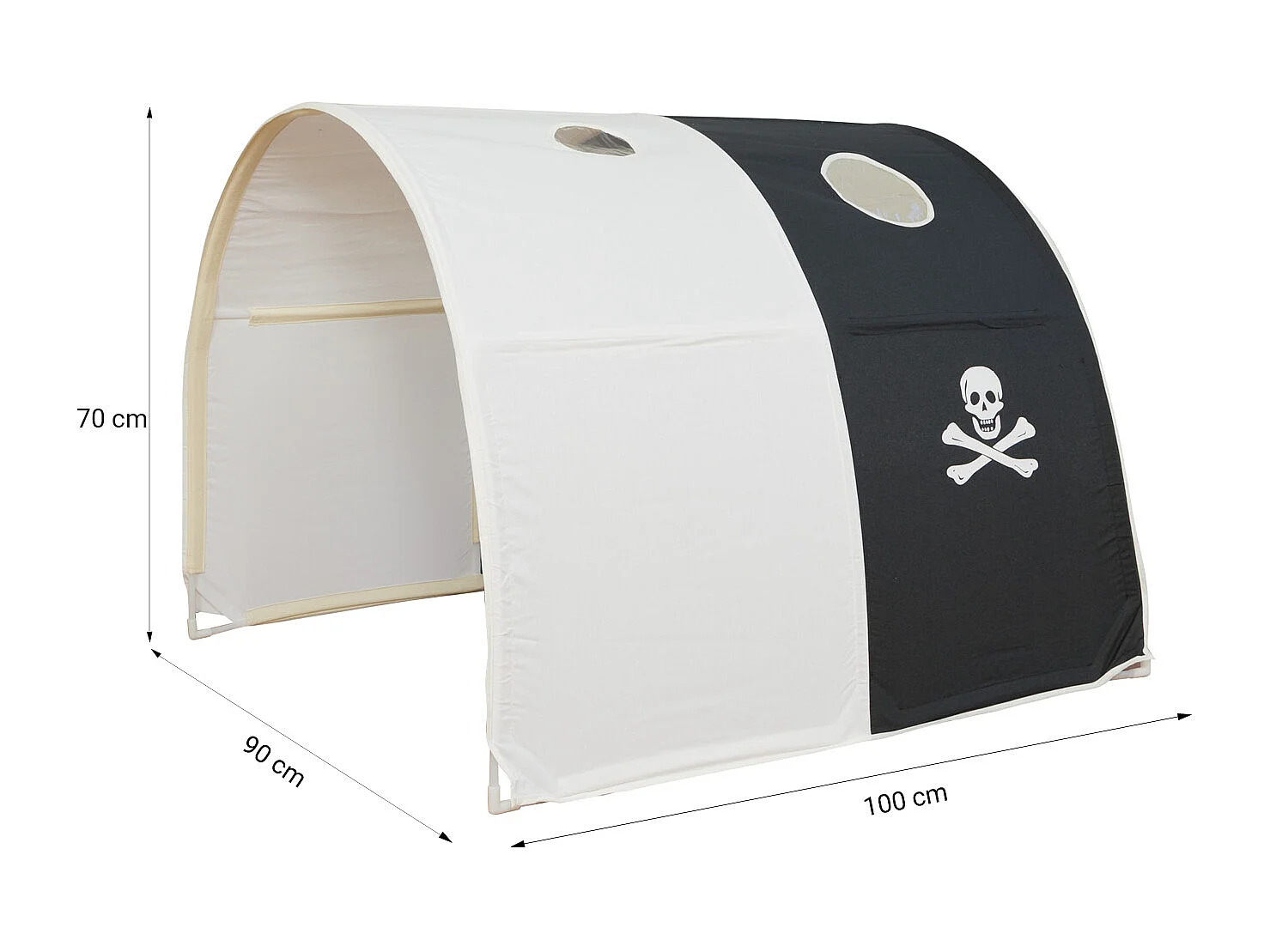 Lit mezzanine avec toboggan 90x200 cm Pirate Noir