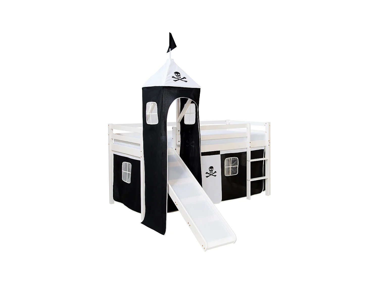 Hochbett 90x200 cm Schwarz Pirat