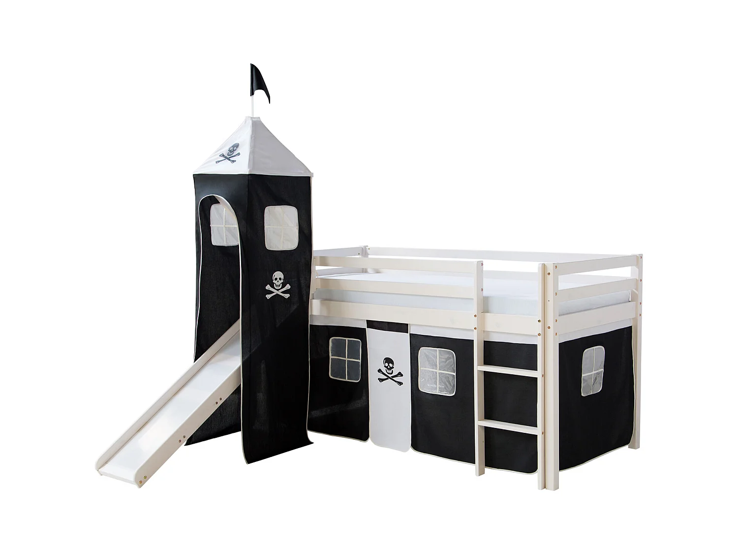 Hochbett 90x200 cm Schwarz Pirat