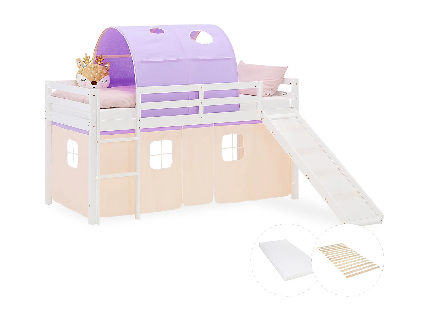 Hochbett für Kinder 90x200 cm weiß