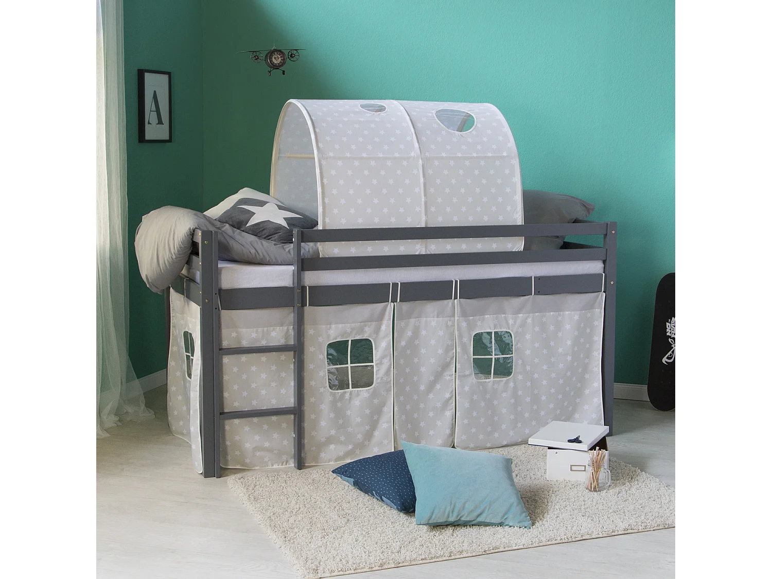 Łóżko dziecięce 90x200 cm Szare