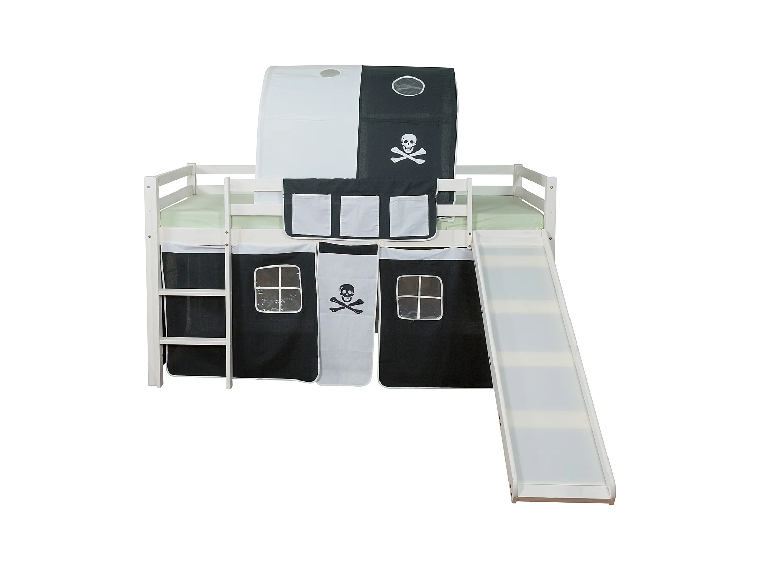 Hochbett 90x200 cm schwarz Pirat