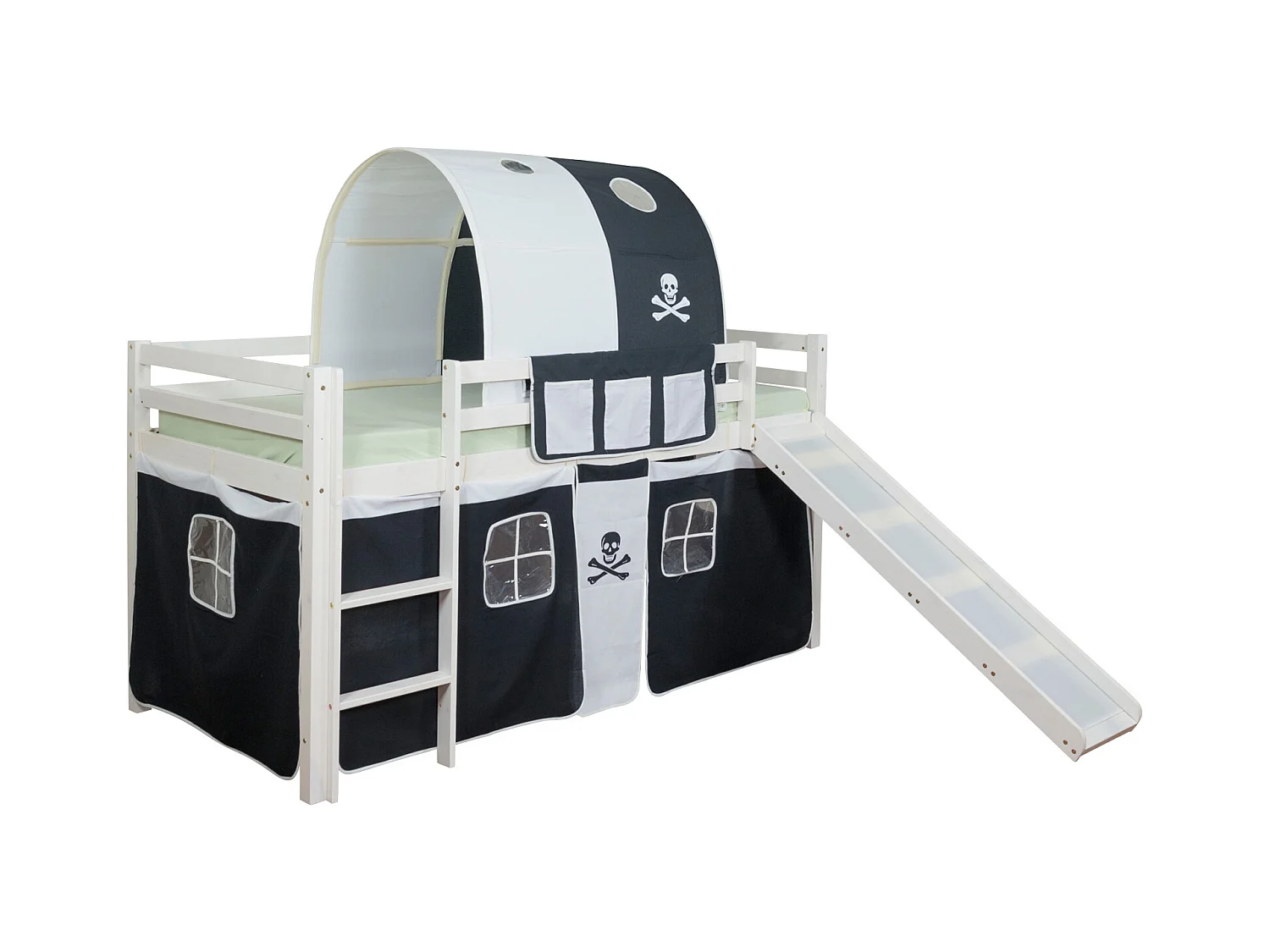 Hochbett 90x200 cm schwarz Pirat