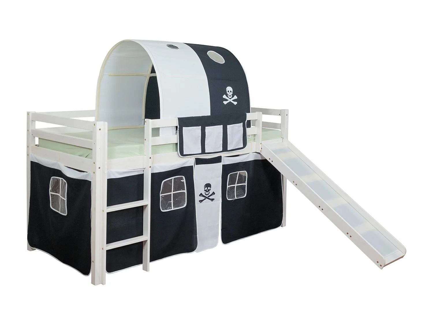 Hochbett 90x200 cm schwarz Pirat