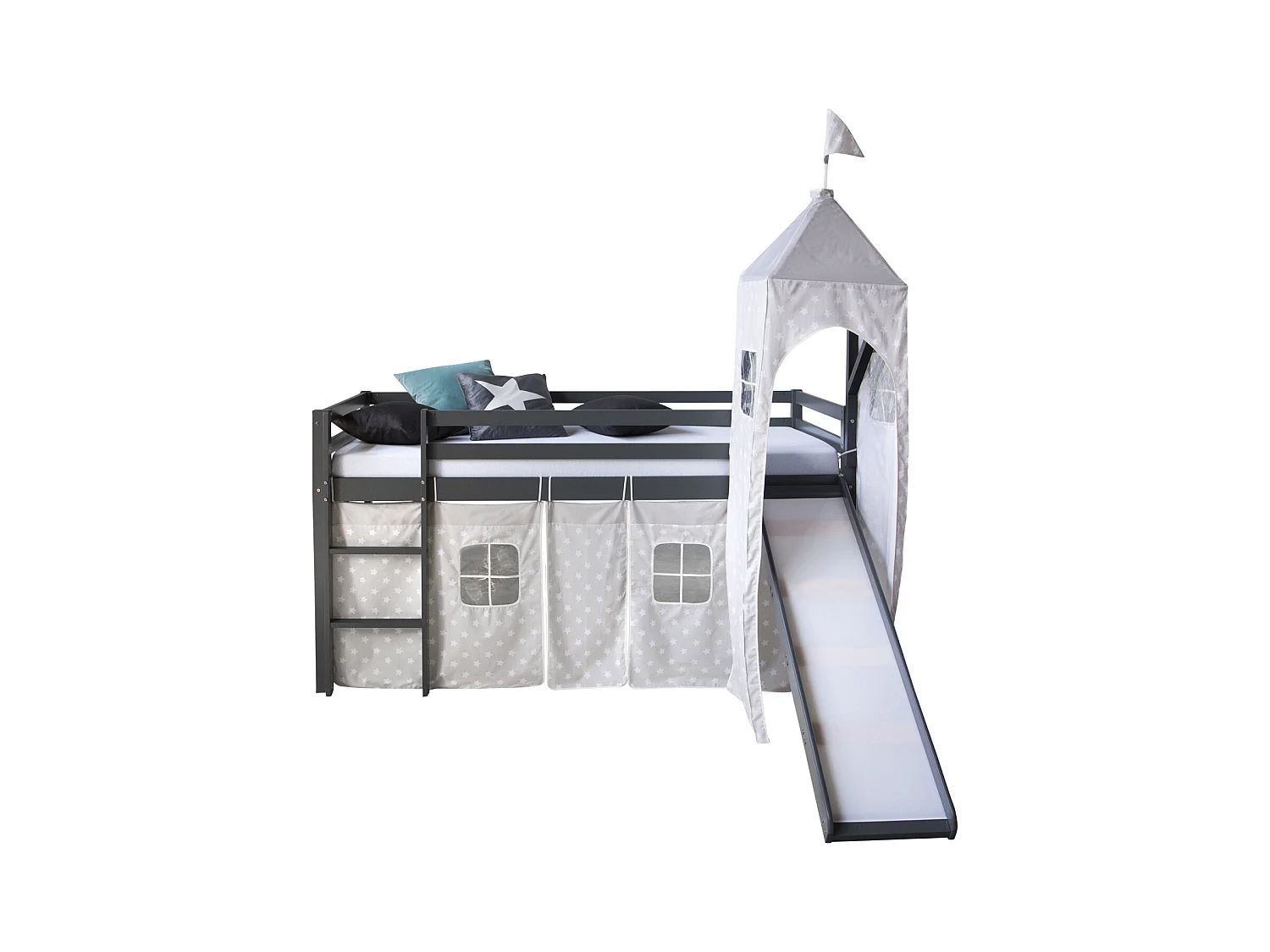 Kinderbett 90x200 cm Grau