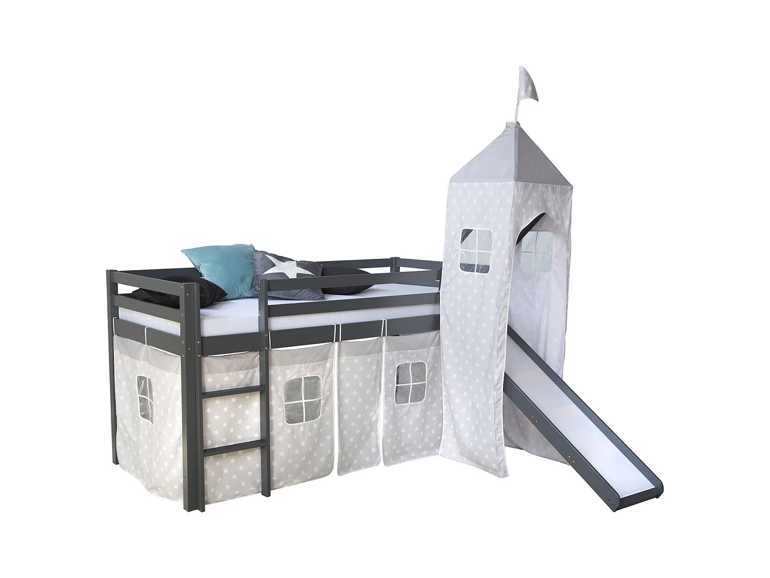 Kinderbett 90x200 cm Grau