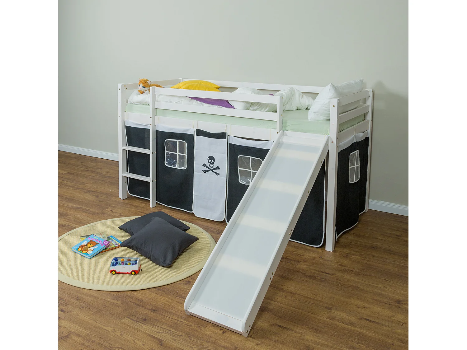 Hochbett 90x200 cm schwarz Pirat