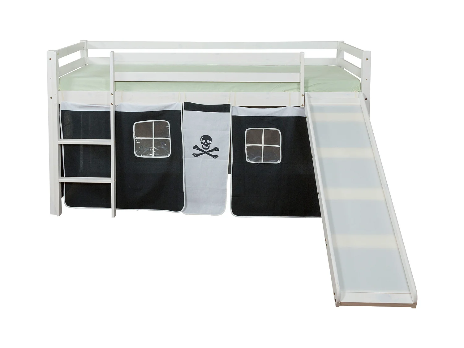 Hochbett 90x200 cm schwarz Pirat