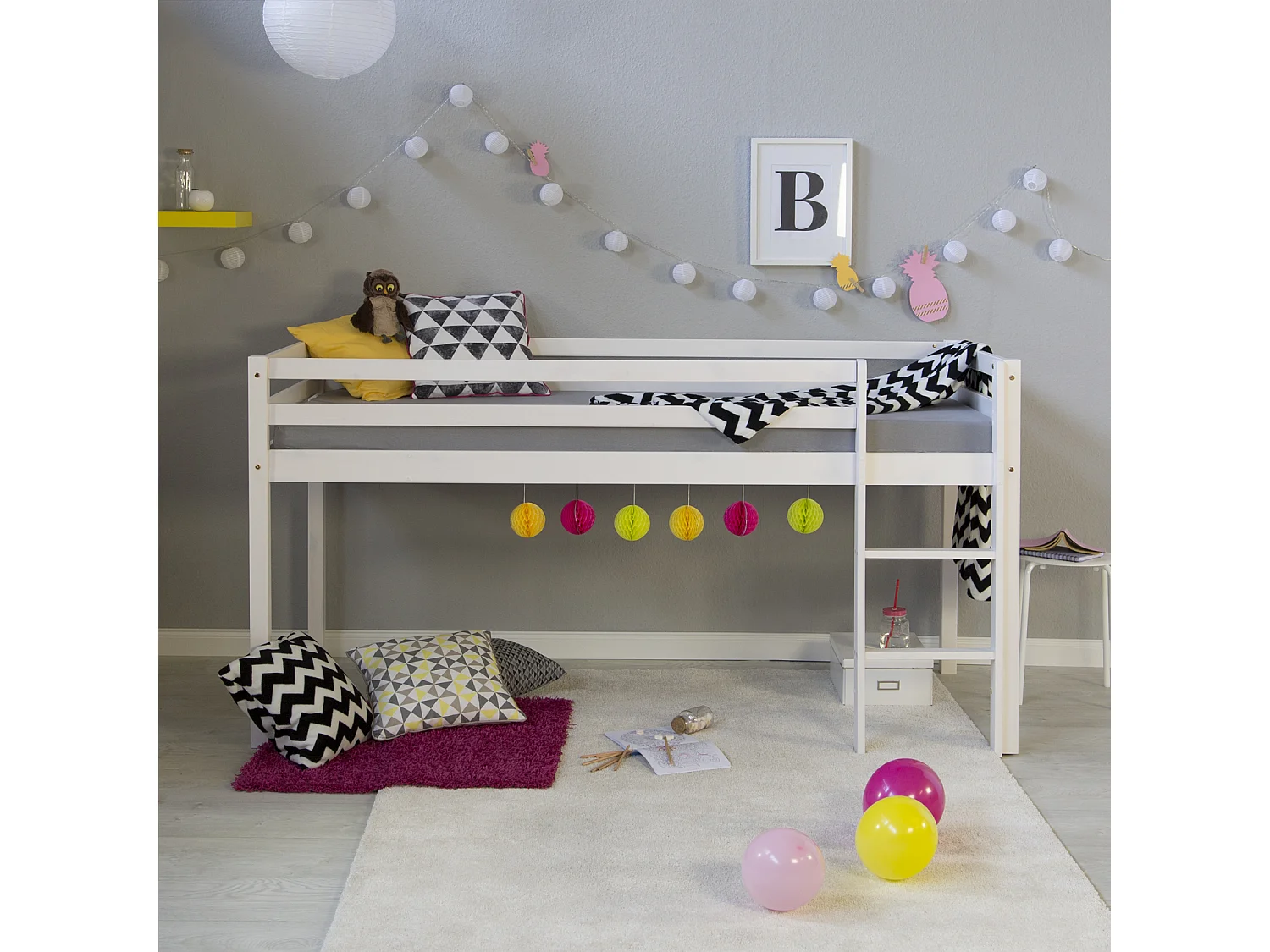 Lit superposé 207x110x97 cm cabine blanche