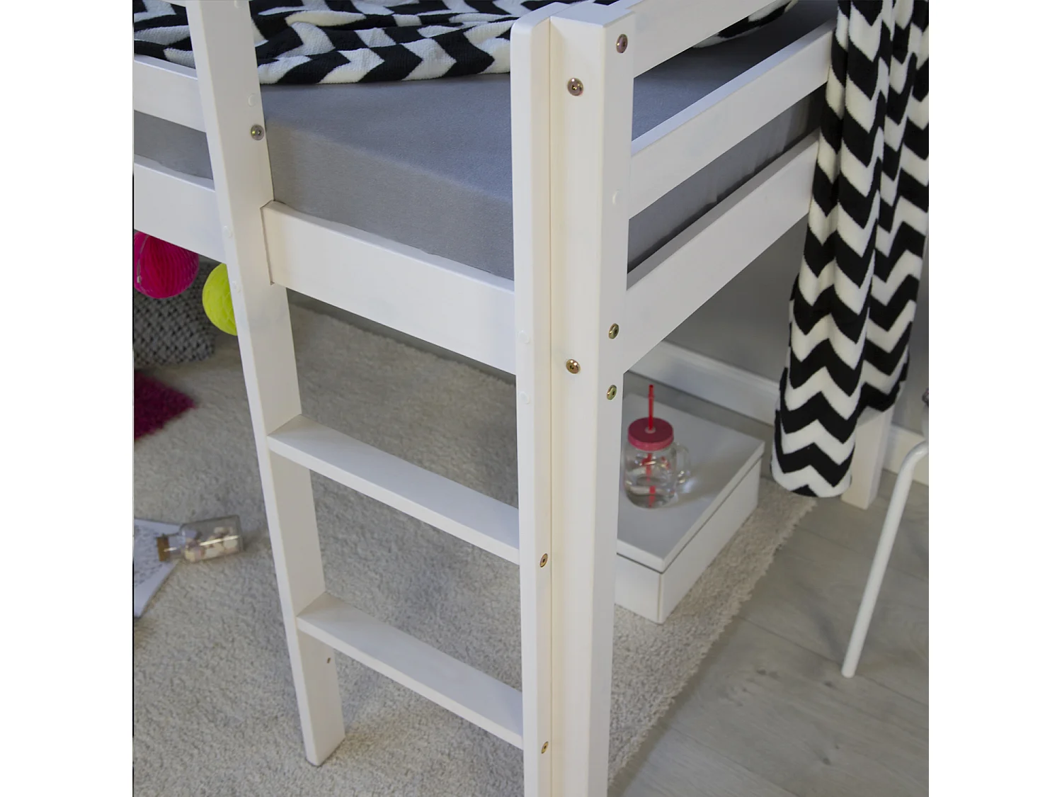 Lit superposé 207x110x97 cm cabine blanche