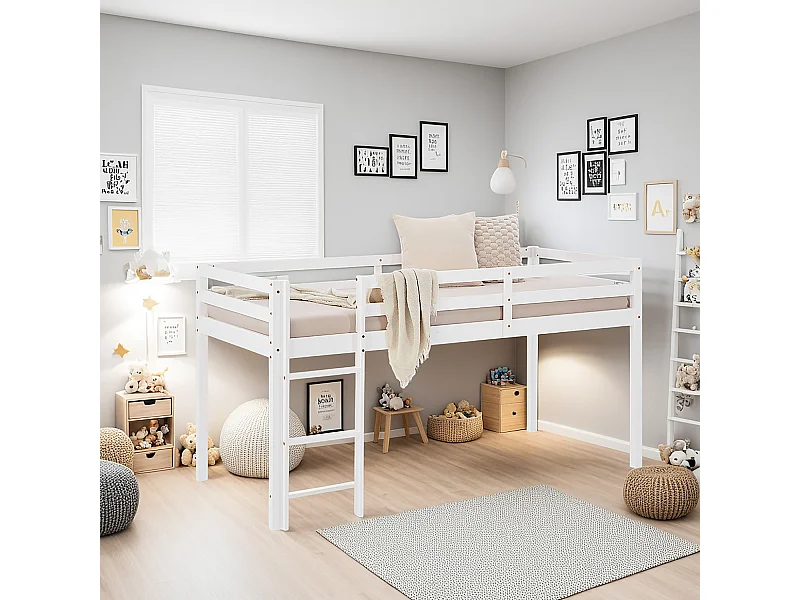 Lit superposé 207x110x97 cm cabine blanche