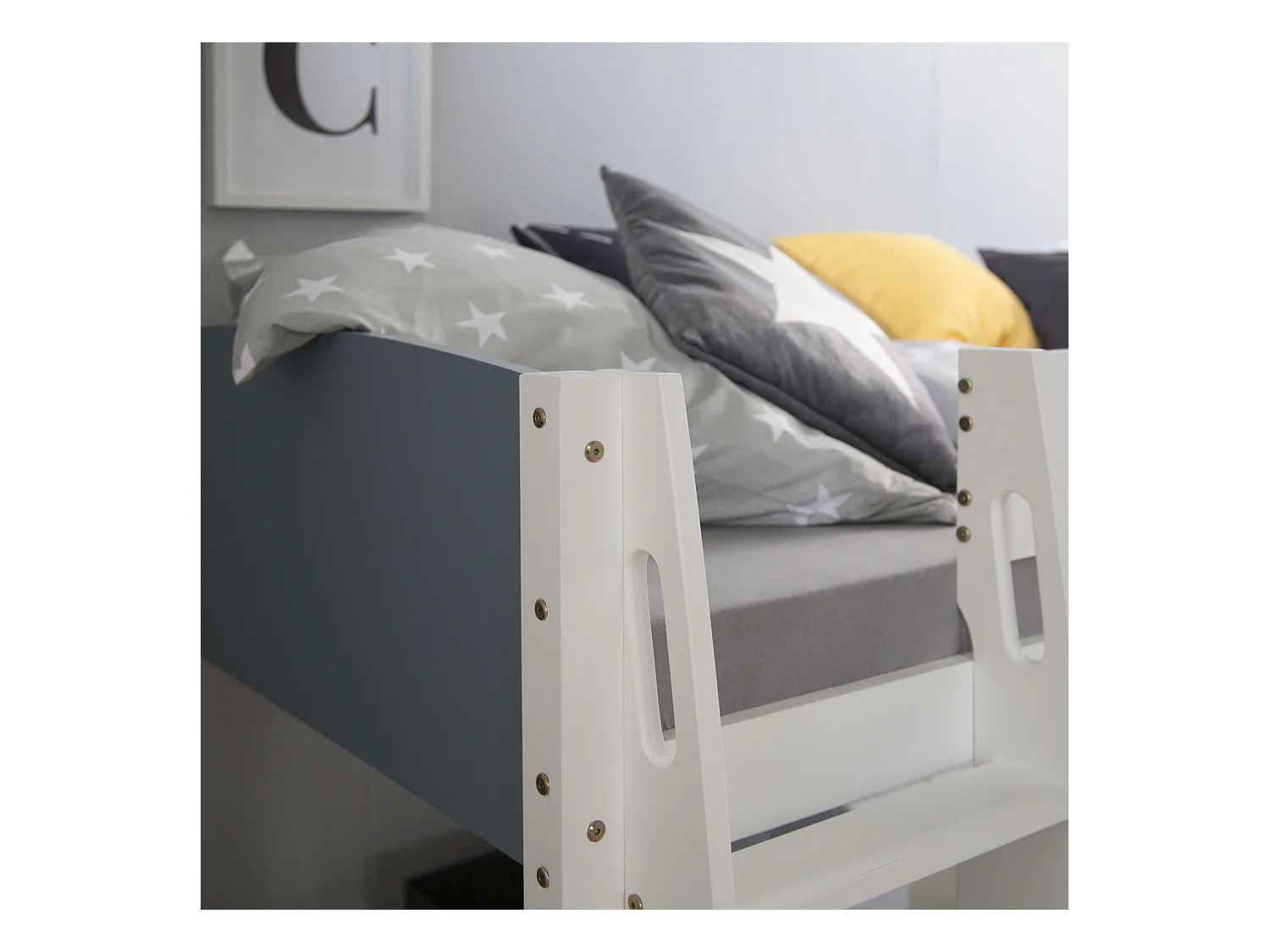 Etagenbett 90x200 cm weiß grau