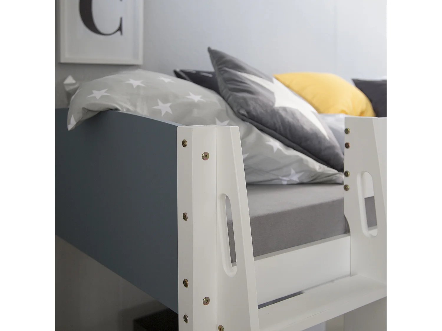 Lit superposé 90x200 cm blanc gris