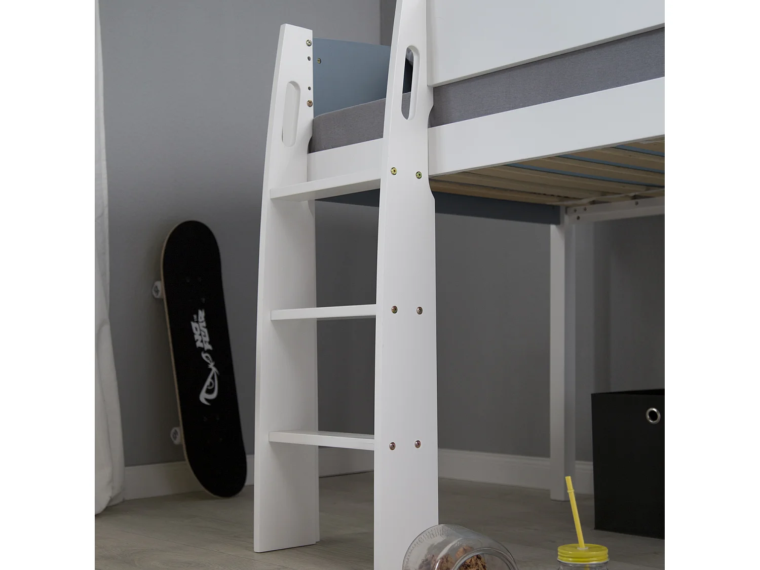 Lit superposé 90x200 cm blanc gris